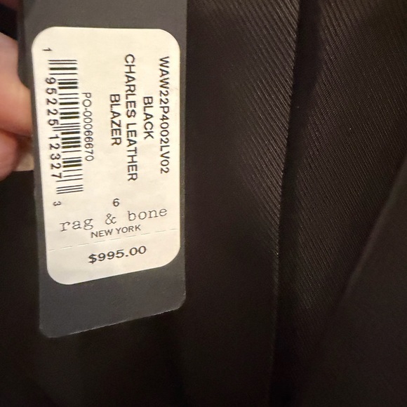 NWT Rag & Bone Charles Black Leather Blazer Jacket sz 6 - Picture 8 of 13